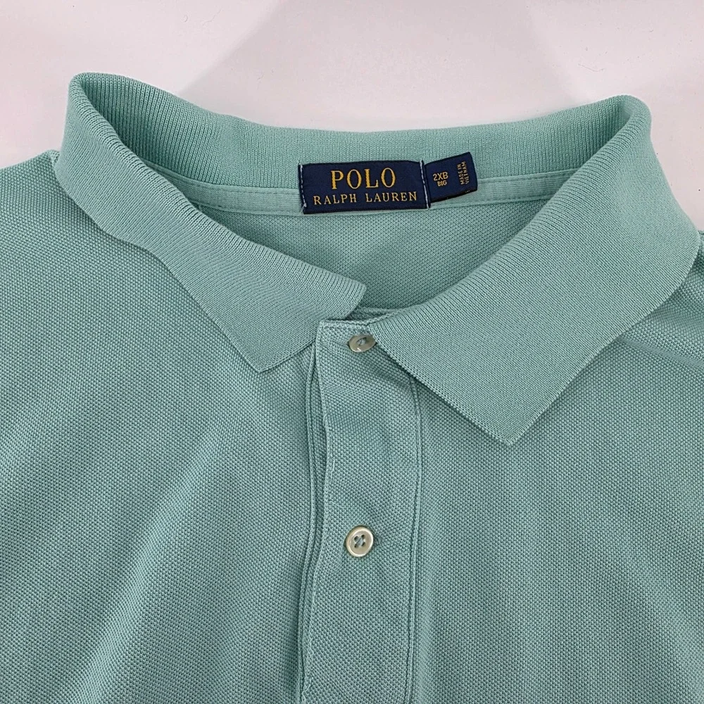 Polo Ralph Lauren Polo Shirt Mens 2XB Cotton Mesh Mint Green Heritage Big